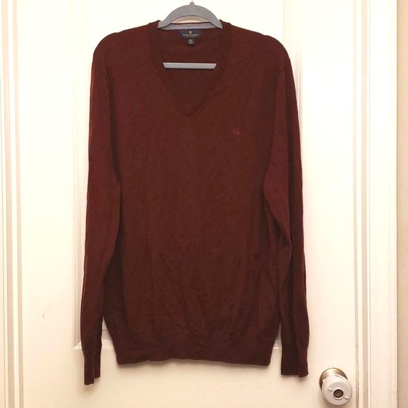 Brooks Brothers V-Neck Sweater 100% Extra Fine Merino Wool Size XXL - Picture 1 of 12